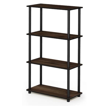 Furinno Furinno 99557CWN-BK Turn-N-Tube 4-Tier Multipurpose Shelf Display Rack - Columbia Walnut & Black 99557CWN/BK